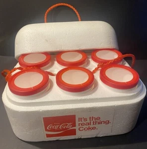 Vintage Coca-Cola Styrofoam Cooler W/6 Styrofoam Can Koozies Desert Pak - Picture 1 of 15