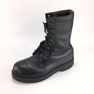 Addison Shoe Co. Black Leather Combat Military Boot Vibram Sole Shoe 4.5 R - Picture 1 of 9
