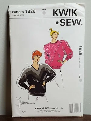 Kwik Sew Pattern 1828 Sweater Size XS,S,M,L Printed 1988 Uncut - Image 1 of 4