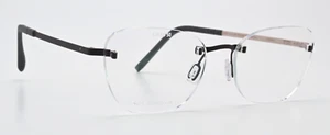BLACKFIN Brille Aero COL 1373 Braun Seidenmatt Randlos Cat Eye Flex Ultraleicht - Picture 1 of 10