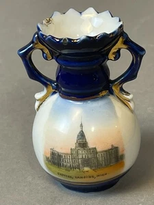 #60D Vtg Antique Capitol Lansing Michigan 1900s Germany Souvenir China Bud Vase - Picture 1 of 10