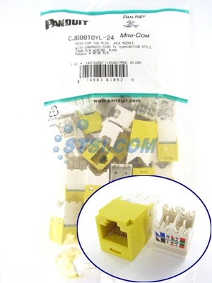 (24-PACK) Panduit CJ688TGYL-24 Cat6 Mini-Com Jack Module, Yellow GENUINE ~STSI - Image 1 of 4