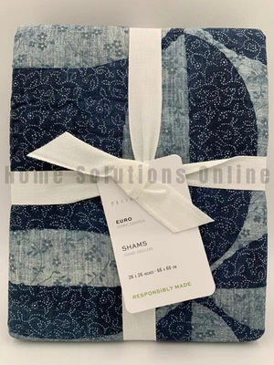 Pottery Barn Harper acolchado algodón farsa azul euro #J1031 Foto 1 de 3