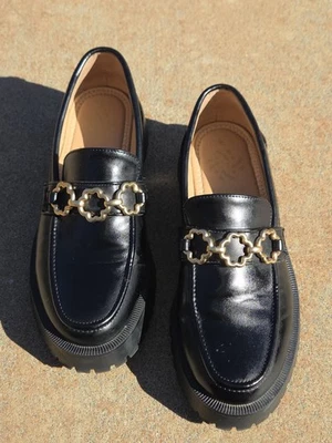 Sam & Libby Women Black Leather Rylan Lug Sole Loafer Slip-On Academia Preppy 6 - Image 1 of 4