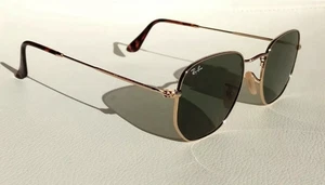 Ray-Ban Hexagonal Sunglasses Arista Gold Frame G-15 Lens RB3548 001 Designer New - Picture 1 of 10