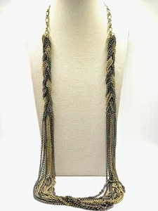 VCLM Rotguss Silber Goldfarben Multi Strang Geflochten Lagenlook Drapiert Kette Halskette - Bild 1 von 20