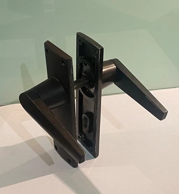 Manijas de puerta de palanca de baquelita vintage placas Art Deco antiguas años 30   Foto 1 de 4