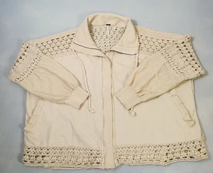 Free People Dune Bug Häkel Strickjacke Oversized Creme Full Zip Boho Gr. L - Bild 1 von 9