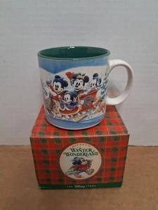 Vintage 1996 Disney Mickey's Winter Wonderland Weihnachten Tasse/Tasse mit Box - Bild 1 von 16