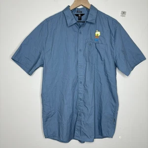 Volcom Shirt Extra Large Blue Logo Button Down Short Sleeve Collared Y2K XL Beer - Picture 1 of 8