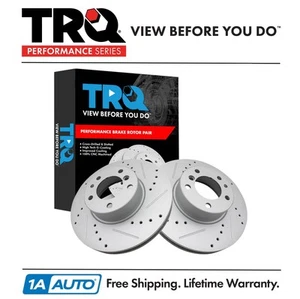 TRQ Performance Brake Rotor Drilled & Slotted G-Coated Front Pair - Picture 1 of 7