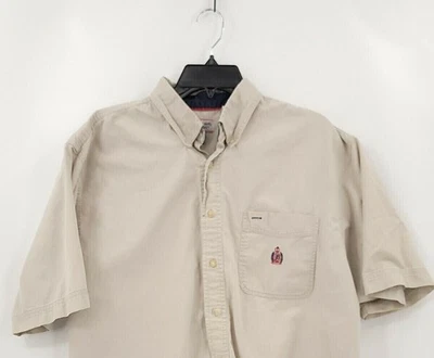 Bugle Boy Company Shirt Mens Adult Size XL Color Beige Short Sleeve Button Logo - Image 1 of 4
