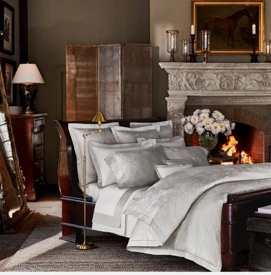 NWT Ralph Lauren Bethany Jacquard Silver Organic King Duvet Cover & Shams Set - Image 1 of 4