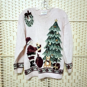 Weihnachtspullover Marisa Christina Ramie Baumwolle Größe L 1994  - Bild 1 von 9