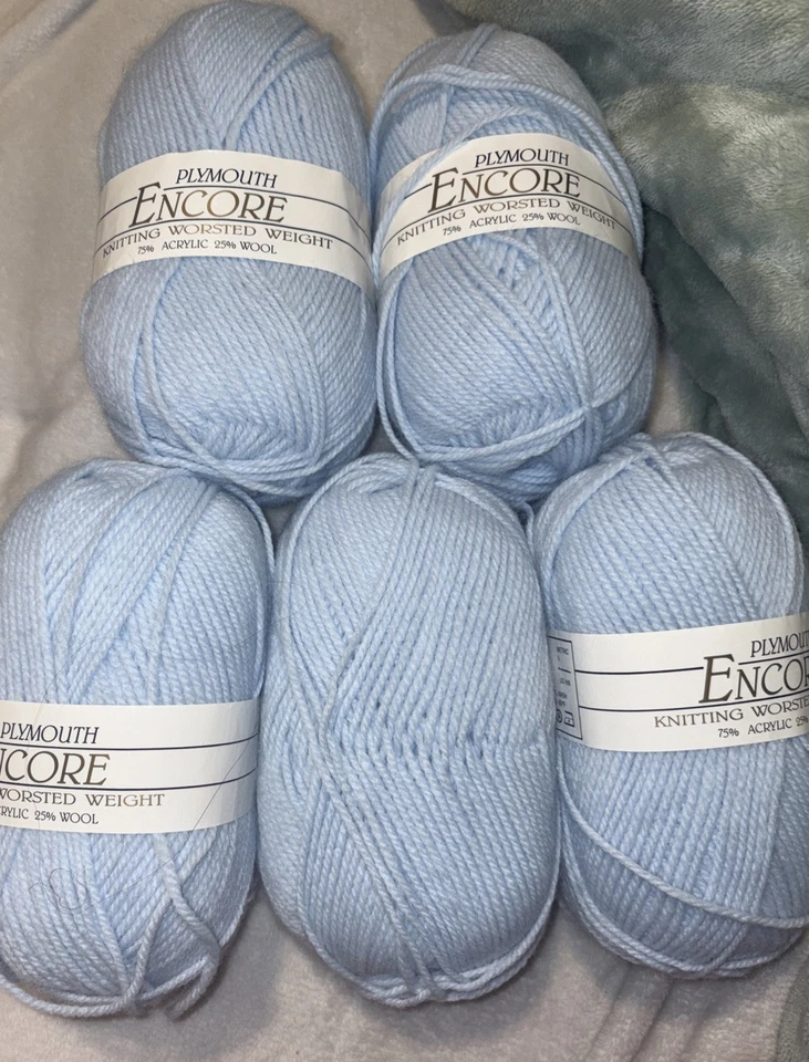 Plymouth Encore hilo peinado, azul claro, acrílico/lana, lote de 5 793 Foto 1 de 1