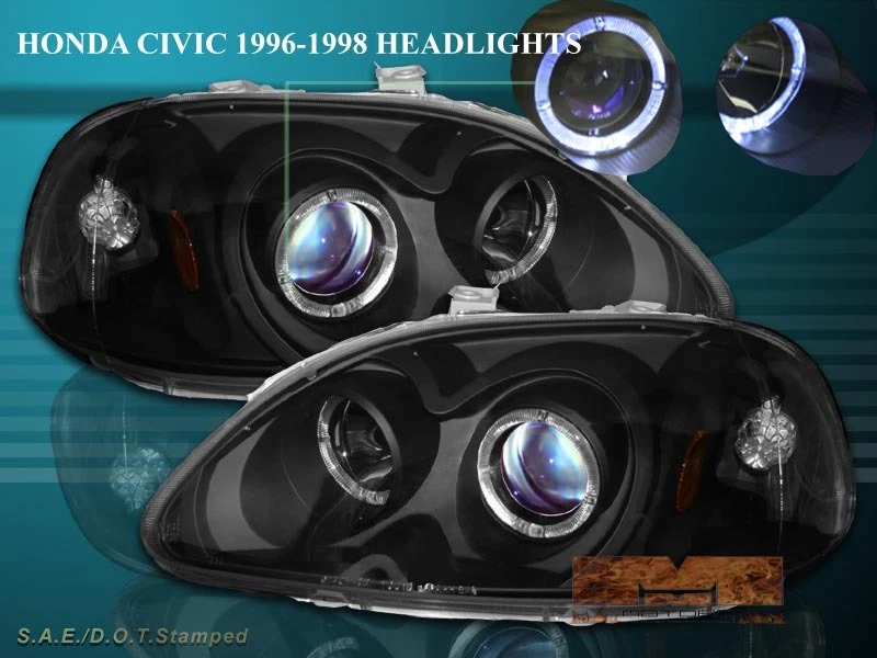 FAROS PROYECTOR HONDA CIVIC APTOS PARA 96-98 DOS HALO NEGRO 97 Foto 1 de 1