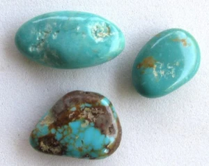 Turquoise 3 Polished Nuggets LOT Natural Tumbled Rock Gemstones Kingman Mine USA - Picture 1 of 6