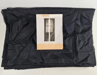 2 New Room Essentials Sheer Window Curtain Panels Black 60" x 84" Pair Sheers - Image 1 of 4