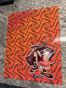 Vintage Pen Tab 2001 Looney Tunes TAZ 2 Pocket Folder  - Tazmanian Devil - Afbeelding 1 van 4