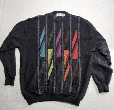 Vintage St Croix Sweater Men’s Large Knit Crewneck Wool Blend Colorful USA Made  - Image 1 of 4