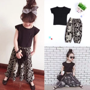 Toddler Newborn Baby Girls Clothes Short Suit Tops Print Trouser Outfit Set - Picture 1 of 8