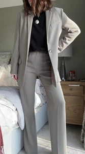 Mango Oversized suit jacket and straight suit trousers Small 10 Sage Green - Picture 1 of 9