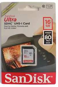 SanDisk Ultra SDHC UHS 1-Card 16GB New Factory Sealed - Picture 1 of 4