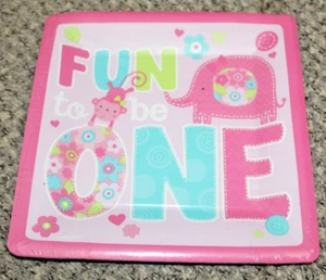 "One" Wild Girl Fun to Be One Square Plates Set of 8 - 10.25" Amscan - Picture 1 of 7