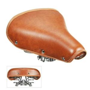 Sella vintage retrò bicicletta bicicletta vera pelle sedile comfort molla - Foto 1 di 10