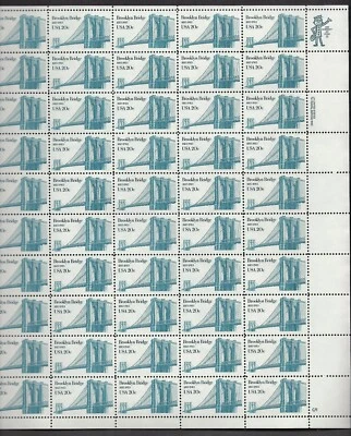2041 MNH sheet of 50, 20-cent stamps - Brooklyn Bridge Centennial - Image 1 of 4