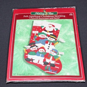 Bucilla Filz Applikation Strumpf Fröhliche Schneemänner und Weihnachtsmann Kit #84341 Versiegelt Neu - Bild 1 von 10