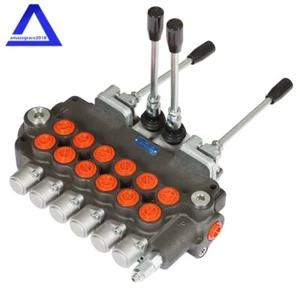 6 carretes 21 GPM válvula de control direccional retroexcavadora hidráulica con joysticks puertos SAE - Imagen 1 de 10