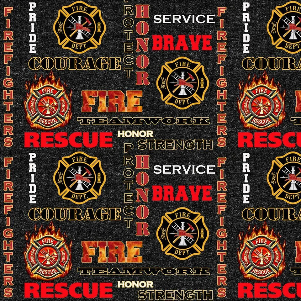  Firefighter Rescue Courage Brave Heather Print Cotton 44" wide Fabric BTY Sykel - Image 1 of 1