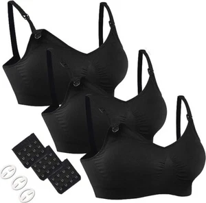 Hofish Womens Size S Black Full Cup Seamless Maternity Nursing Bras 3 Pack - Picture 1 of 6