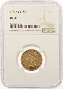 1892-CC 5 $ NGC XF40 Liberty Gold Half Eagle Carson City - Bild 1 von 3