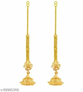 Earrings With Chain Earring Kaan Chain and Jhumka Combo Alloy Ear Thread, Jhumki - Imagen 1 de 6