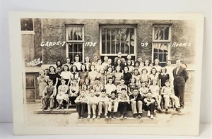 RPPC Rankin Schule Foto Schüler Lehrer Postkarte 1938 1939 Klasse 7 Zimmer 3 - Bild 1 von 10