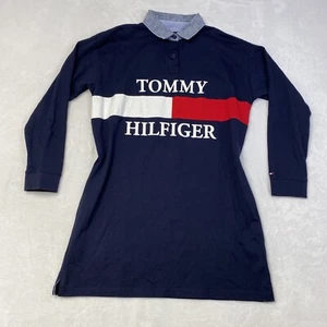 Tommy Hilfiger Women's Size M Long Sleeve Logo Polo Dress Spellout Chest Logo - Picture 1 of 9