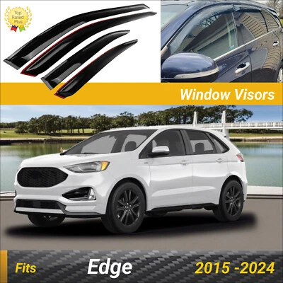 Para Ford Edge 2015-2024 Visera de ventana tintada Lluvia Sol Protector de viento Deflectores de ventilación Foto 1 de 4