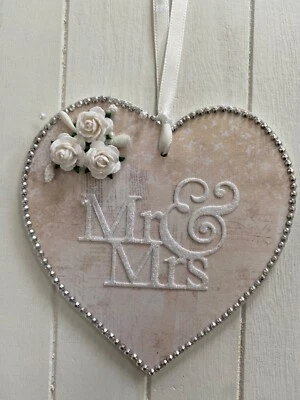 Mr & Mrs Wedding Wooden Hanging Heart/ Wedding keepsake/Special couple - Image 1 of 4