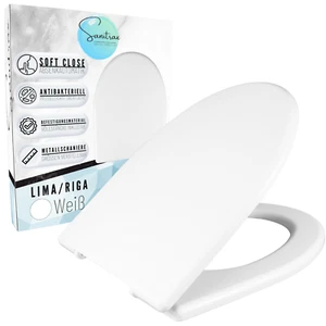 WC Sitz mit Absenkautomatik Toilettendeck D Form Deckel Klobrille Klodeckel Weiß - Bild 1 von 8
