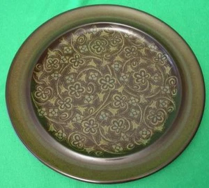 FRANCISCAN MADEIRA USA BROWN GREEN EARTHENWARE 10 1/2" DINNER PLATE TV SCREEN - Picture 1 of 3