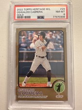 2022 Topps Heritage Minor League Oswaldo Cabrera Prospect Gold Border #/18 PSA 8