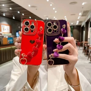 NEW Case cover for iPhone 11/12/14/15/16/pro/plus mobile phone cute w/hand strap - Picture 1 of 18