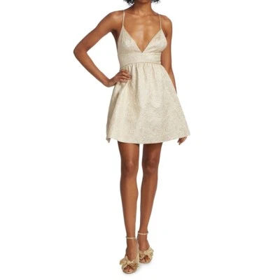 Alice + Olivia Foley Curved Waist gold Minidress Size 4 - Image 1 of 4