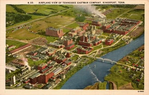 KINGSPORT, TENN. POSTCARD Eastman Kodak Company, Aerial View, Yarn, Plastic - Picture 1 of 2