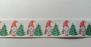 Ripsband Bordüre Borte Wichtel Tannenbäume Weihnachtswichtel Weihnachten - Picture 1 of 2