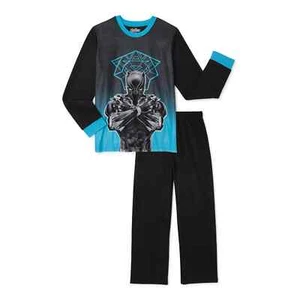 Marvel Avengers Black Panther 2 PC Flannel Long Sleeve Pajama Set Boy Size 6/7 - Picture 1 of 1