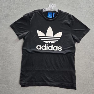 Adidas Originals Men Shirt Medium Black Logo Trefoil Short Sleeve Tee - Picture 1 of 10