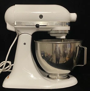 KitchenAid Ultra Power KSM90WH White Tilt Stand Mixer Bowl  Attachments 4.5 Qt - Picture 1 of 14